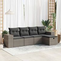 juego de sofas jardin con cojines 5 uds  juego de muebles de jardin ratan sintetico gris cfw68779