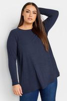 yours camiseta azul marino canale con vuelo  mujer curvy y tallas grandes yours