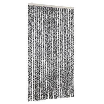 Cortina Antimoscas Chenilla Gris Negro Y Blanco 100x220 Cm Vidaxl