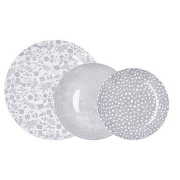 Vajilla Porcelana 12 Piezas - 4 Personas Bidasoa Aquilea Next - Gris Apto Microondas