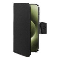 funda para movil celly wally1078 cartera piel sintetica negra con soporte para iphone 16