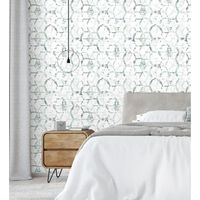 papel pintado vinilico ecologico geometrico moderno - rings gallery 680806 de gaulan - rollo de 10 m x 053 m
