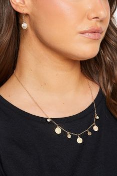 Conjunto De Collar Y Pendientes Dorados Discos