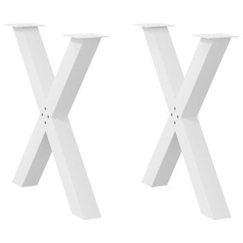 Patas Para Mesa De Comedor En Forma De X 2 Uds | Patas Para Mesa Acero Blanco Cfw936648