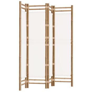Biombo Plegable De 4 Paneles Bambú Y Lona 160 Cm Vidaxl