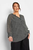 yours camisa negra de gasa con estampado animal mujer curvy y tallas grandes yours