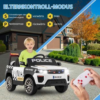 Coche Eléctrico Para Niños De 12 V Coche Eléctrico Para Niños De Policía Con Mando A Distancia Coche Eléctrico Para Niños A Partir De 3 Años Blanco