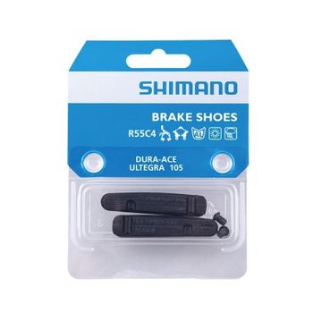 SHIMANO | Zapatas De Freno R55C4 - - Zapatas de freno optimizadas para llantas de Aluminio. - Funcionan bien en seco y en mojado. - Muy resistentes frente al desgaste en mojado. - Alta potencia y