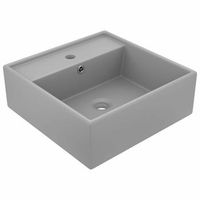 lavabo cuadrado rebosadero ceramica gris claro mate 41x41 cm vidaxl