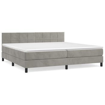 Cama Tapizada 203x200x88 Cm Terciopelo - Gris