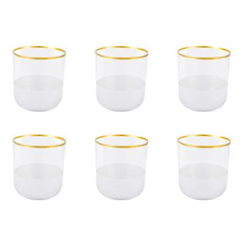 Vasos de agua borde dorado alto nish - lote de 6