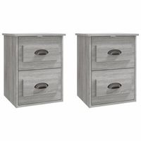 pack 2 uds mesita de noche  mesa auxiliar  mesilla de pared gris sonoma 415x36x53 cm
