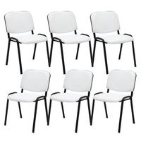 set 6 sillas de conferencia ken en cuero pu simil cuero blanco 53x53x83 cm clp