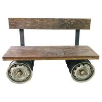 banco de madera y metal marron 142x44x98