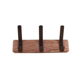 Perchero de madera oscura y metal negro 30 cm