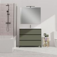 conjunto de bano wink  100 cm verde musgo  tres cajones  lavabo empotrado  mueble montado  no incluye espejo  alday