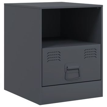 Mesita De Noche | Mesa Auxiliar | Mesilla Acero Gris Antracita 34,5x39x44 Cm