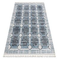 alfombra moderna belle br22a beige  azul franjas 180x270 cm