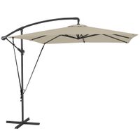 outsunny parasol excentrico 247x247 cm con base cruzada manivela funda protectora y cubierta ajustable 247x247x264 cm caqui