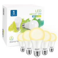 aigostar  bombilla led  e27 12w luz calida 3000k 984 lumenes  angulo 280no regulablebombillas led a60 - 5 unidades
