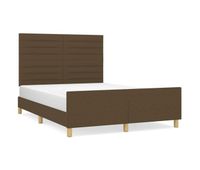 estructura de cama con cabecero de tela marron 140x200 cm rayas horizontales