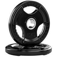 sportnow set discos gimnasio olimpicos 2x10 kg agujero o50 mm 3 asas ergonomicas negro   aosom espana