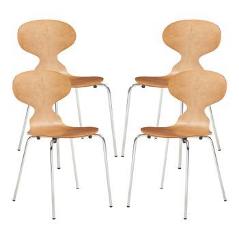 Conjunto De 4 Sillas De Comedor Kil 80x47x48cm Nogal/cromo [en.casa]