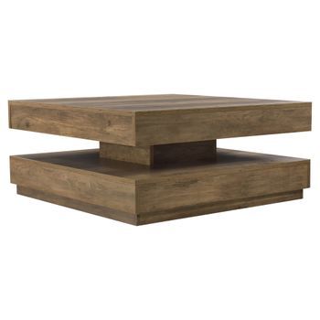 Mesa De Centro Florenz Con Tablero Giratorio 76x76x38 Cm - Efecto Madera [en.casa]