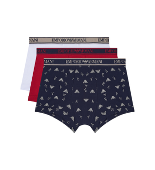 Emporio Armani para hombre. EM000370_AF20669 Set 3 Bóxers Core marino, rojo, blanco (M), Homewear, Algodón