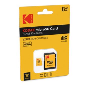 Kodak Extra Perfomance Tarjeta de Memoria Micro SDHC 8 GB Clase 10 con Adaptador