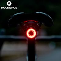 rockbros luz trasera de bicicleta inteligente luces traseras de bicicleta ipx6 luces de bicicleta impermeables para conduccion nocturna con tipo c recargable
