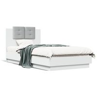 cama para adulto  cama individual  cama con cabecero madera de ingenieria blanca 90x190 cm