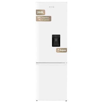 EVVO - Frigorífico Combi F51 Pro Aqua de 268 L con dispensador de agua integrado, iluminación LED y clase energética D