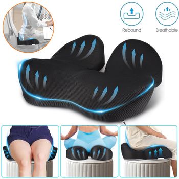 Cojín de Asiento de Espuma Viscoelástica - Comodidad Ergonómica para el Coxis |   Diseñado para sentarse por largos períodos, con un cojín suave, de soporte y transpirable para el hogar, la oficina y