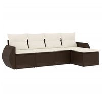 set comedor de jardin 5 uds  juego de muebles de jardin y cojines ratan sintetico marron
