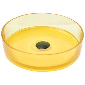 Lavabo Sobre Encimera De Baño Redondo Solid Surface Transparente 36 Cm Amarillo Tolosa