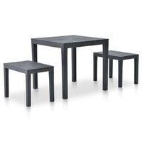 mesa de jardin con 2 bancos plastico gris antracita vidaxl
