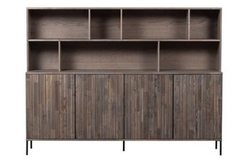 Cómoda de madera de fresno marrón con 4 puertas