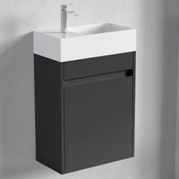 mueble de bano suspendido con lavabo 40 cm negro mate - lomazoo ibiza