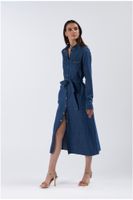 vestido tipo camisero en chambray medium blue