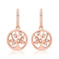 pendientes arbol de la vida plata 925 oro rosa circonitas