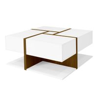 mesa de centro moderna con 4 cajones blanca
