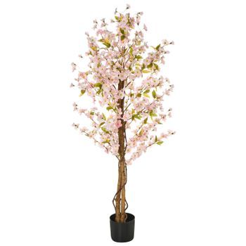 Planta Artificial En Maceta Verde Negro Material Hojas De Plástico Rosas 150 Cm Interior Sakura