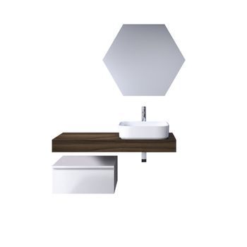 Composición Baño De 4 Piezas Astra Nogal/blanco En Mdf