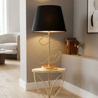 lampara de mesa de metal dorado con corazones o 30x545 cm