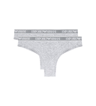 Emporio Armani para mujer. EW000404_AF19026 Set 2 braguitas brasileñas de punto orgánico con banda con logotipo Iconic gris (L), Homewear, A
