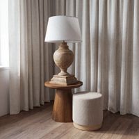 lampara de mesa de madera de mango alt 90 cm