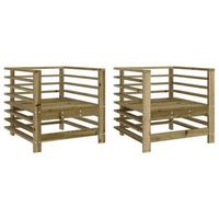 pack 2 uds sillones de jardin  silla de jardin  silla de exterior madera impregnada de pino
