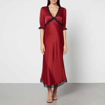 Rixo Gabrielle Satin Maxi Dress - UK 16
