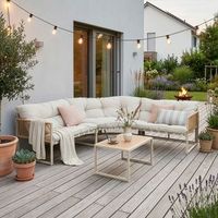conjunto de muebles de jardin karg mesa y sofa modular - beige  ratan casapro